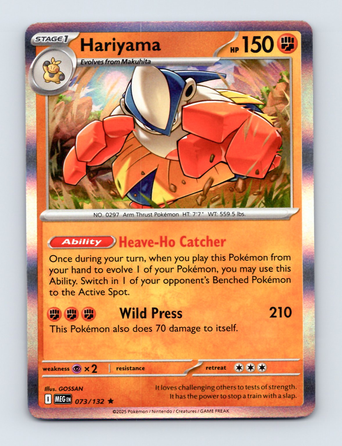 Pokemon Hariyama 073/132 Mega Evolution Foil Card