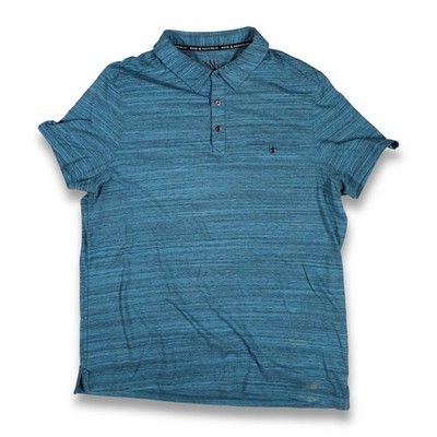 Vintage Rock & Republic Polo Shirt Mens XL Blue Space Dye Short Sleeve GOOD