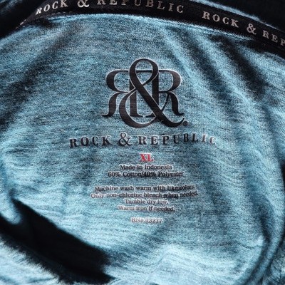 Vintage Rock & Republic Polo Shirt Mens XL Blue Space Dye Short Sleeve GOOD - Image 3