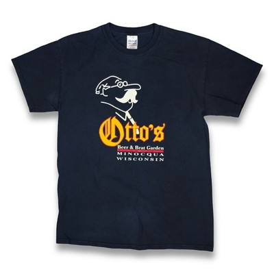 Vintage Gildan Men's M Otto's Beer & Brat Garden Graphic T-Shirt Excellent