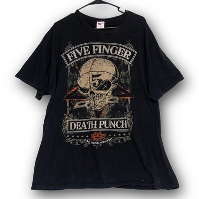 Five Finger Death Punch T-Shirt Men's 2XL Black Skull Graphic Band Tee Bay Islan