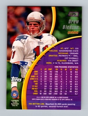 1999 Stadium Club #75 Drew Bledsoe First Day Issue #/150 - Image 2