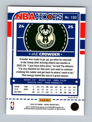 2024-25 Hoops Winter #130 Jae Crowder Blizzard Prizms Premium - Image 2