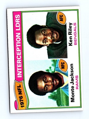 1977 Topps #5 1976 NFL Interception Leaders (Jackson / Riley) NFL - Set Break