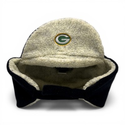Reebok Green Bay Packers NFL Trapper Hat Men's L/XL Black Sherpa Fleece