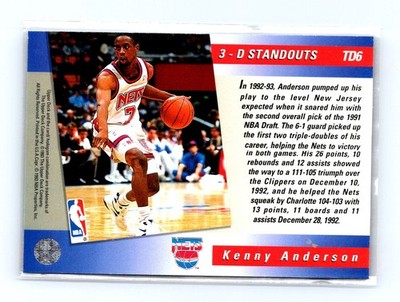 1993-94 Upper Deck #TD6 Kenny Anderson Triple Double 3-D Standouts - Image 2