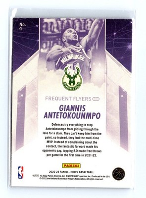 2022-23 Hoops #4 Giannis Antetokounmpo Frequent Flyers Holo - Image 2