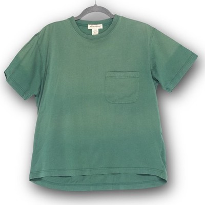 Vintage Eddie Bauer Women's M Green Pocket T-Shirt Short Sleeve Basic GOOD