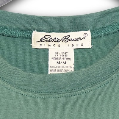 Vintage Eddie Bauer Women's M Green Pocket T-Shirt Short Sleeve Basic GOOD - Image 3