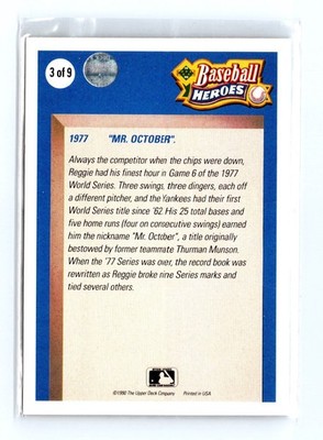 1990 Upper Deck - Baseball Heroes: Reggie Jackson #3 Reggie Jackson - Image 2