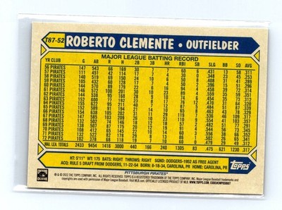 2022 Topps #T87-52 Roberto Clemente 1987 Topps Baseball 35th Anniv (Series One) - Image 2