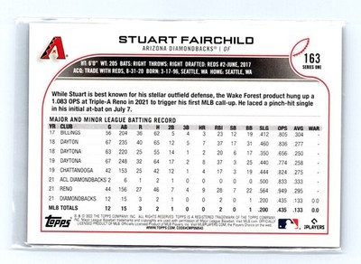 2022 Topps #163 Stuart Fairchild Royal Blue - Image 2