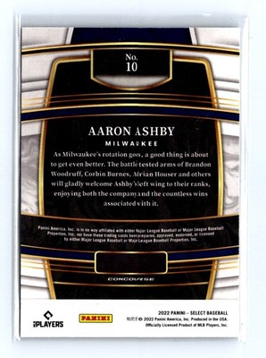 2022 Panini Select #10 Aaron Ashby Blue Retail Base - Image 2