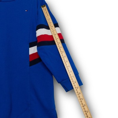 Vintage Tommy Hilfiger Men's L Blue Colorblock Stripe Crewneck Sweatshirt Excell - Image 6