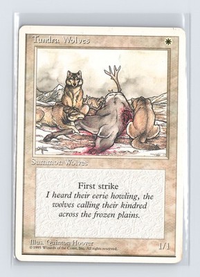 Vintage MTG 1995 Fourth Edition Tundra Wolves - White Border