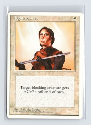 Vintage MTG 1995 Fourth Edition Righteousness - White Border