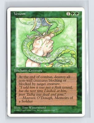 Vintage MTG 1995 Fourth Edition Venom - White Border