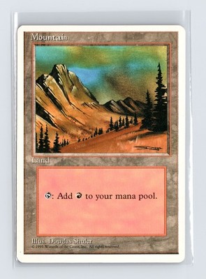 Vintage MTG 1995 Fourth Edition #182 Mountain (C) - White Border