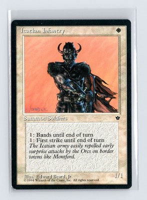 Vintage MTG 1994 Fallen Empires Icatian Infantry (Beard, Jr.) - Black Border