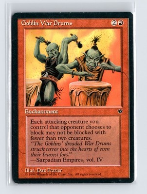 Vintage MTG 1994 Fallen Empires Goblin War Drums (Frazier) - Black Border