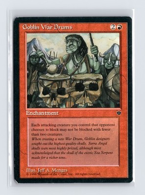 Vintage MTG 1994 Fallen Empires Goblin War Drums (Menges) - Black Border