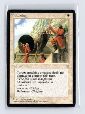 Vintage MTG 1995 Ice Age Warning - Black Border