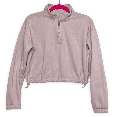 Calvin Klein Performance Pullover Womens Medium Mauve Cropped Quarter Zip