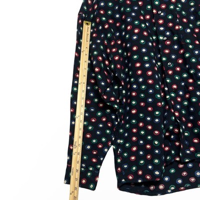 Vintage Fluid Mens Button Down Shirt Medium Black Polka Dot Cotton Excellent - Image 5