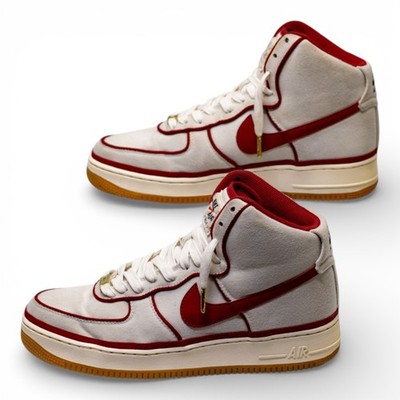 Vintage Nike Air Force 1 High Mens 10.5 Sail Red Canvas Gum Sole 806403-101 Good