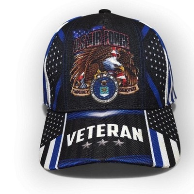 US Air Force Veteran Hat Eagle Flag Snapback Adjustable Excellent