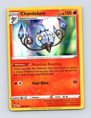 SWSH11: Lost Origin #026/196 Chandelure Holo Pokemon