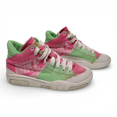 Vintage Nike Outbreak High Top Sneakers Womens 7.5 Pink Green Canvas Good