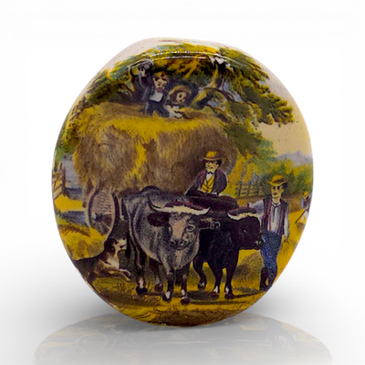 Vintage 70's Ceramic Smoke Stone - Farm Scene
