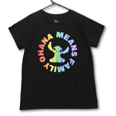 Disney Stitch Ohana Means Family T-Shirt Kids Large Black Excellent