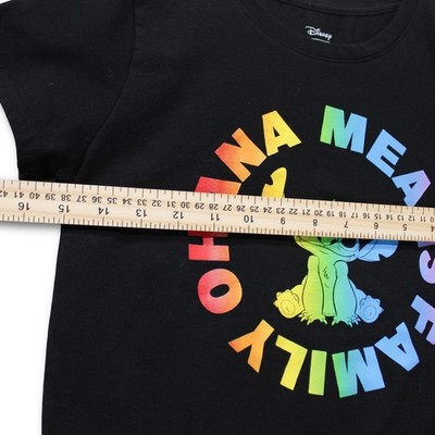 Disney Stitch Ohana Means Family T-Shirt Kids Large Black Excellent - Image 4
