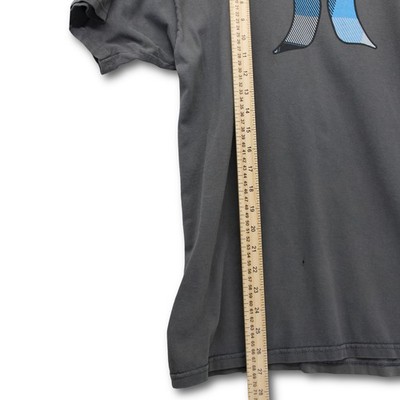 Vintage Y2K Hurley Graphic T-Shirt Mens Medium Charcoal Grey Plaid Logo Good - Image 5