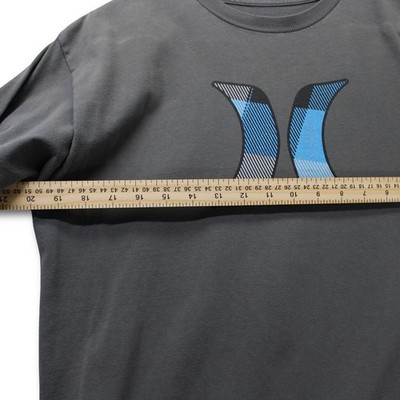 Vintage Y2K Hurley Graphic T-Shirt Mens Medium Charcoal Grey Plaid Logo Good - Image 6