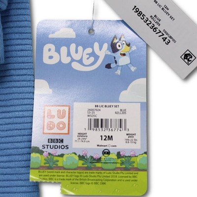 Bluey Ribbed Knit Sweatshirt and Joggers Set Kids 12M Blue New - Image 6