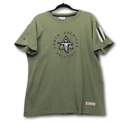Red Canoe North American Aviation T-Shirt Mens Large Green Excellent