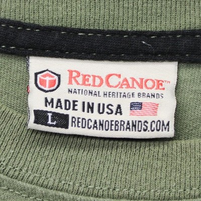 Red Canoe North American Aviation T-Shirt Mens Large Green Excellent - Image 3