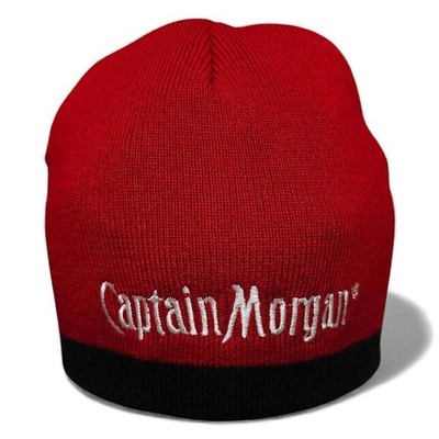 Vintage Captain Morgan Red Black Knit Beanie Hat One Size Adults Excellent