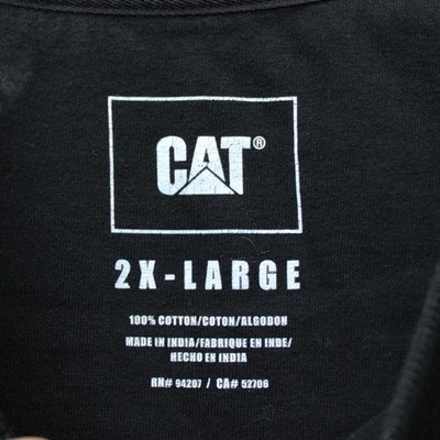 CAT Caterpillar T-Shirt Mens 2XL Black Short Sleeve Graphic Chest Stripe - Image 3