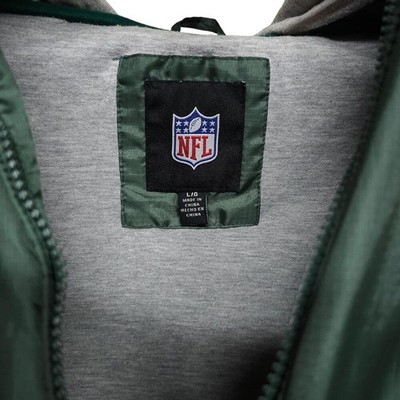 Vintage Green Bay Packers NFL Windbreaker Jacket Hooded Green Gold Men L - Image 6