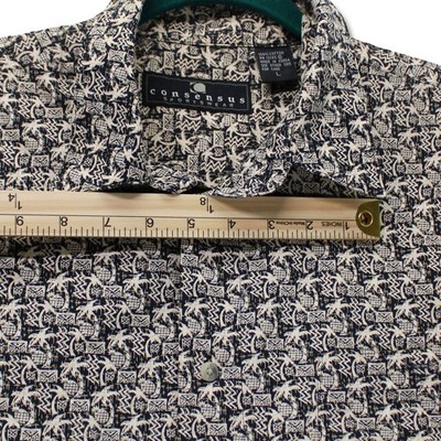 Vintage Consensus Sportswear Short Sleeve Button Up Mens Large Black Tan - Image 7
