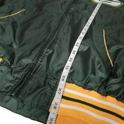 Vintage Green Bay Packers NFL Windbreaker Jacket Hooded Green Gold Men L - Image 8