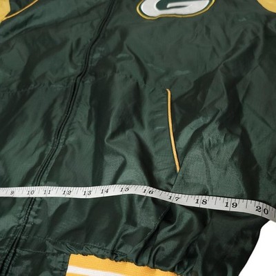 Vintage Green Bay Packers NFL Windbreaker Jacket Hooded Green Gold Men L - Image 9
