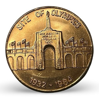 Vintage 1984 Summer Olympics Los Angeles LA Coliseum Torch Bronze Coin Souvenir