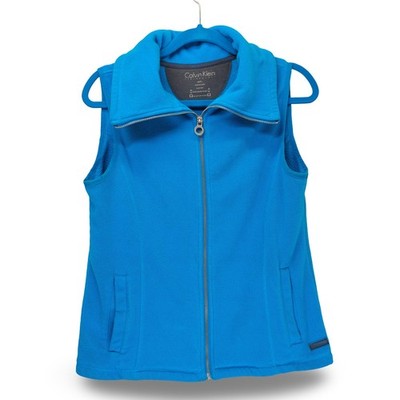 Calvin Klein Performance Fleece Vest Womens Small Blue Full Zip Excellent