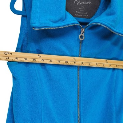 Calvin Klein Performance Fleece Vest Womens Small Blue Full Zip Excellent - Image 7