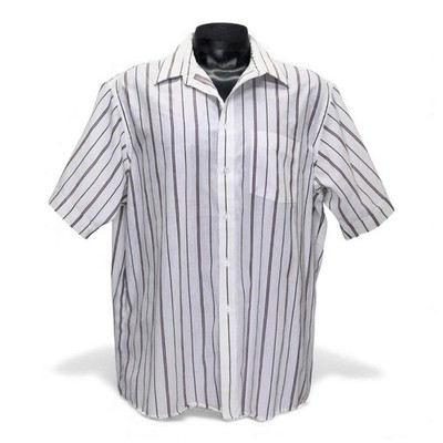Vintage American Edition Mens Striped Short Sleeve Button Up Shirt L USA Made
